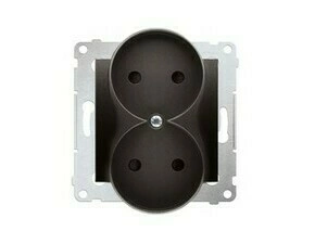 Zásuvka SIMON DG2MZN.01/48, 2 násobná, bez uzemnění, se clonkami, antracitová metalizovaná