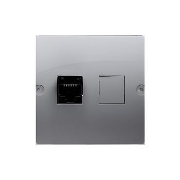 Zásuvka telefonní SIMON BASIC BMT1.02/21, 1 násobná RJ12 (přístroj s krytem), ocelová