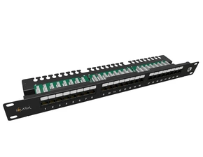 Patch panel SOLARIX SX24L-5E-UTP-BK-N, 19", CAT5E, UTP, 24x RJ45,1U, vyvazovací lišta, černý