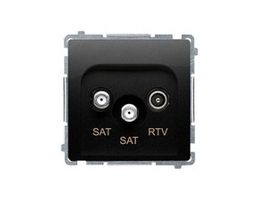 Zásuvka anténní SIMON BMZAR+SAT3.1-P2.01/49, SAT+SAT+RTV, SAT: 5–2400 MHz, RTV:5–862 MHz, černá mat