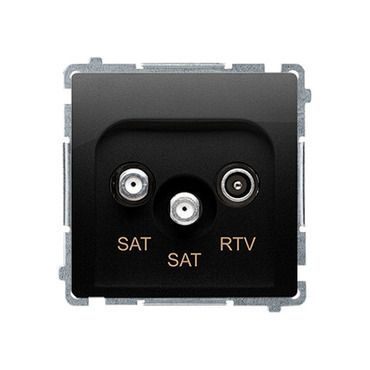 Zásuvka anténní SIMON BMZAR+SAT3.1-P2.01/49, SAT+SAT+RTV, SAT: 5–2400 MHz, RTV:5–862 MHz, černá mat