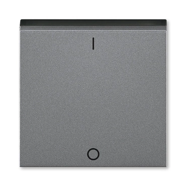 Kryt jednoduchý ABB Levit 3559H-A00933 69, ocelová/kouř. černá, s potiskem I/0 (pro sp. řaz. 3)