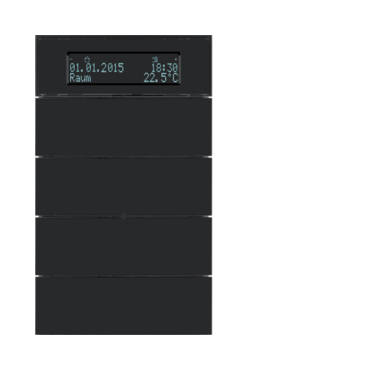 HAG 75664592 Senzor, tlačítkový, 4-násobné s pokoj. termostatem a displejem, B.IQ, sklo, černá