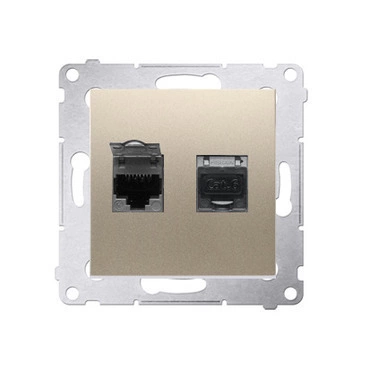 Zásuvka datová SIMON D62E.01/44, 2násobná stíněná RJ45 kat.6 s protiprachovou clonkou,zlatá metalíza