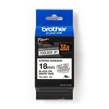 BROTHER   páska do tiskárny štítků, , TZE-S241, černý tisk/bílý podklad, 18mm