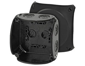 HEN KF 0400 B Krabicová rozvodka pro nechráněné venkovní instalace, černá, s předlisy, bez svorek, I