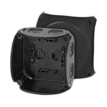 HEN KF 0400 B Krabicová rozvodka pro nechráněné venkovní instalace, černá, s předlisy, bez svorek, I