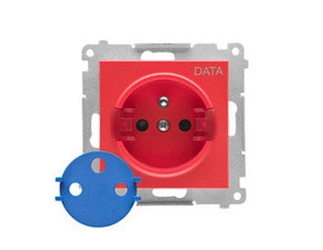 Zásuvka SIMON TGD1CZ.01/122, 1 nás., DATA s klíčem, 16A/250V~, bezšr. sv., červená