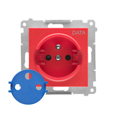Zásuvka SIMON TGD1CZ.01/122, 1 nás., DATA s klíčem, 16A/250V~, bezšr. sv., červená