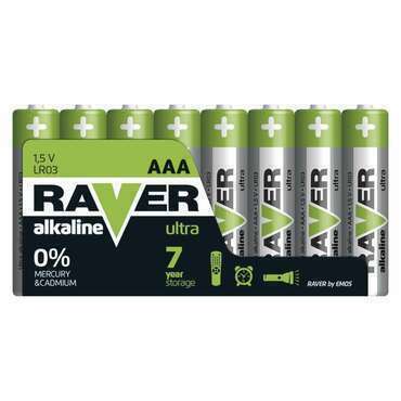 Baterie alkalická RAVER AAA B79118 (LR03), 8ks