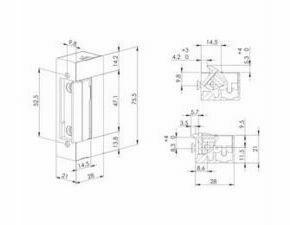 Zámek elektrický CZECHPHONE EFP 511, nastavitelná západka, 8-12V