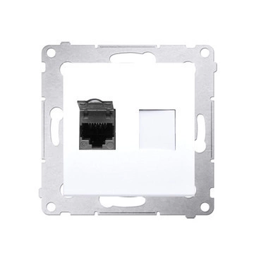 Zásuvka datová SIMON D61E.01/11, stíněná 1 násobná RJ45 kat. 6 s protiprachovou clonkou, bílá