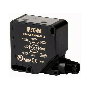 EATON 166926 E76-CLRMKN-M12 Optický bezkontaktní snímač barvy, 3Z NPN, 8-pin konektor, Sn: 5-45 mm
