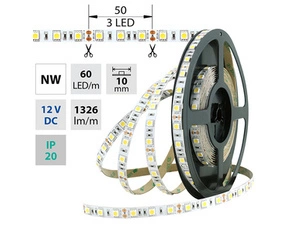 LED pásek MC LED SMD5050 NW, 60LED/m, 14,4W/m, 1296lm/m, IP20, DC 12V, 10mm, 5m