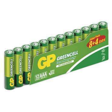 Baterie zinková GP GREENCELL B1210F AAA (R03), 8+4SH