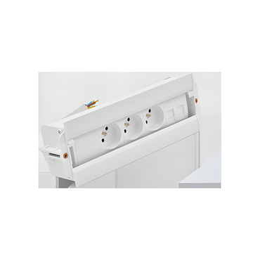 Mediaport Spinner SIMON 480 48630E300K00000-33, 3x230V+kryt 2xRJ45, 10cm kabel, bílá