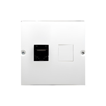Zásuvka datová SIMON BASIC BMF51.02/11, 1 násobná RJ45 kat. 5e (přístroj s krytem), bílá