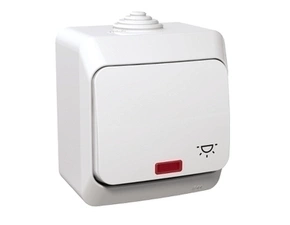 SCHN WDE000516 Cedar Plus IP44 - Ovládač tlačítkový s orientační kontrolkou řazení 1/0So se symbolem