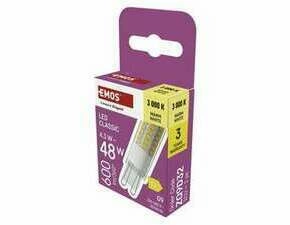 EMOS ZQ9D32 LED CLS JC 4,3W(48W) 600lm G9 WW