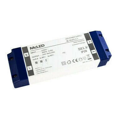 LED driver napěťový MC LED 150W, DC 24V/6,25A, IP20, plastové provedení se svorkovnicí