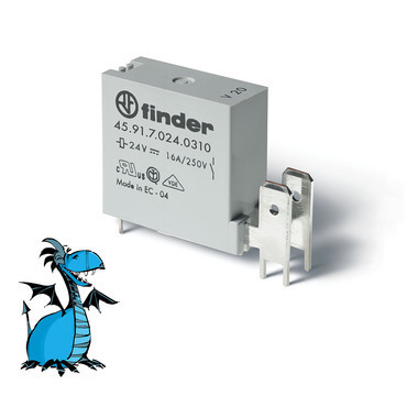 FINDER 45.91.7.024.0310 Relé do PS,1Z/16A, 24V DC, >3 mm RP 0,02kč/ks