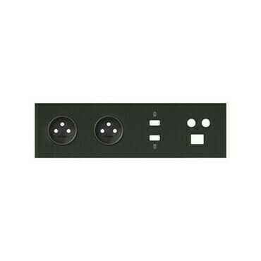 Sestava 4 násobná: 2 zásuvky+HDMI+USB+TV+SAT+RJ45, černá matná