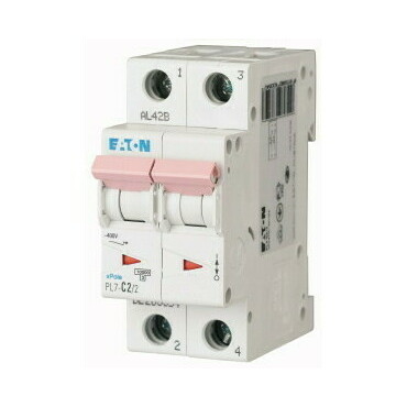 Jistič dvoupolový EATON 263366 PL7-D2/2 PL7, char D, 2-pólový, Icn=10kA, In=2A
