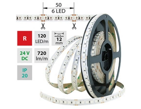 LED pásek MC LED SMD5050 R, 120LED/m, 28,8W/m, 720lm/m, IP20, DC 24V, 12mm, 5m