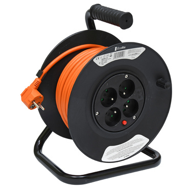 Prodlužovací buben ECOPLANET 1100W, IP20, 4x zásuvka, 25m, pestrá