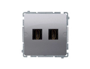 SIMON Basic BMGHDMI2.01/43 dvojitá zásuvka HDMI, (strojek s krytem) Stříbro