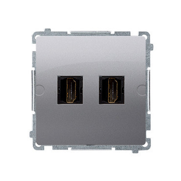 SIMON Basic BMGHDMI2.01/43 dvojitá zásuvka HDMI, (strojek s krytem) Stříbro