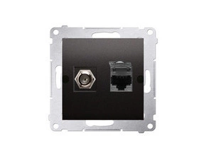 Zásuvka anténní SIMON DASFRJ45.01/48, typ „F”+datová RJ45 kat. 6, antracitová metalizovaná