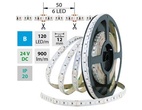 LED pásek MC LED SMD5050 B, 120LED/m, 28,8W/m, 900lm/m, IP20, DC 24V, 12mm, 5m