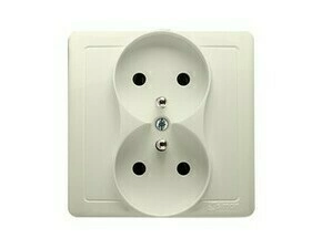 Zásuvka SIMON BMGZ2/12, 2 nás, kolíky naproti sobě, 16A/250V~, šr. sv., béžová