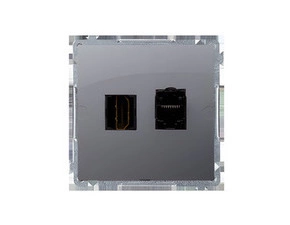 Zásuvka HDMI+datová SIMON BASIC BMGHRJ45.01/21, RJ45 kat. 6 (přístroj s krytem), ocelová