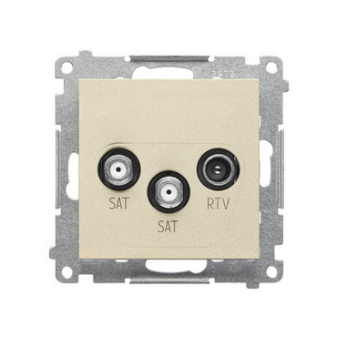 Zásuvka anténní SIMON TASK2.01/144, SAT+SAT+RTV koncová, 2x vstup: 5 MHz÷2, 4 GHz, champagne matná