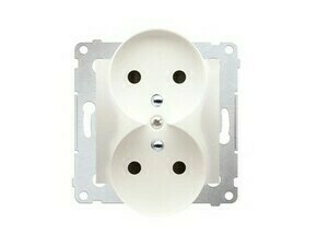 Zásuvka SIMON DGZ2MZ.01/41, 2 násobná (přístroj s krytem), se clonkami, pro rámečky Premium, krémová