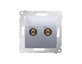 Zásuvka reproduktorová SIMON DGL2.01/43, 1 násobná (přístroj s krytem), stříbrná metalizovaná