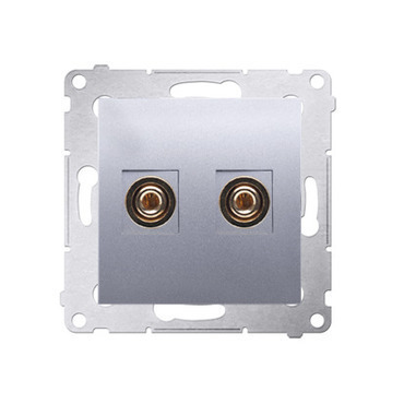 Zásuvka reproduktorová SIMON DGL2.01/43, 1 násobná (přístroj s krytem), stříbrná metalizovaná