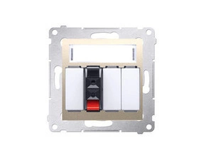 Zásuvka reproduktorová SIMON DGL31.01/44, 1 násobná s popisným polem, zlatá metalizovaná