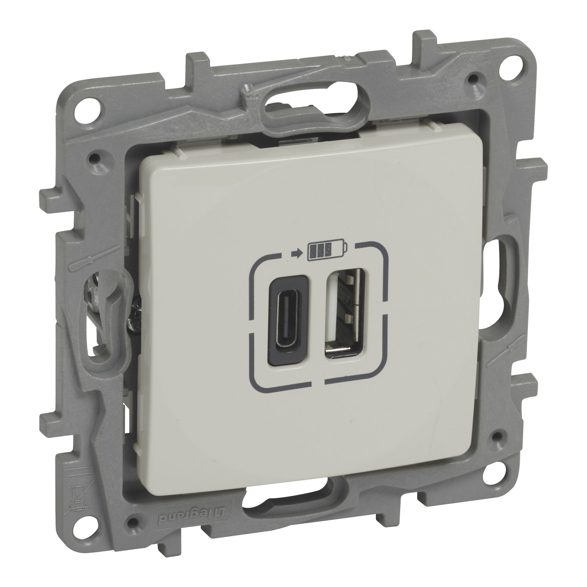 LEG 764697 NIL DVOJITÁ NABÍJEČKA USB A+C BÉŽ.