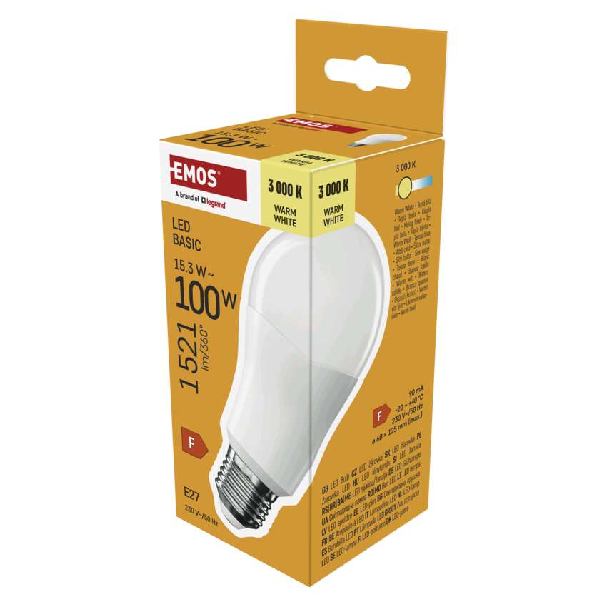 EMOS ZL5F67 LED BASIC A60 15,3W(100W) 1521lm E27 WW