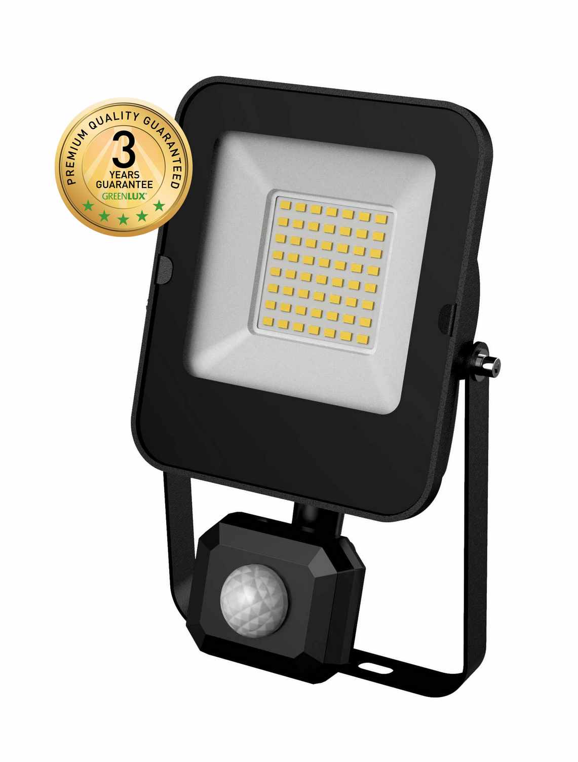 Reflektor LED GREENLUX ALFA PIR SMD 30W , senzor, IP65, neutrální bílá, černá