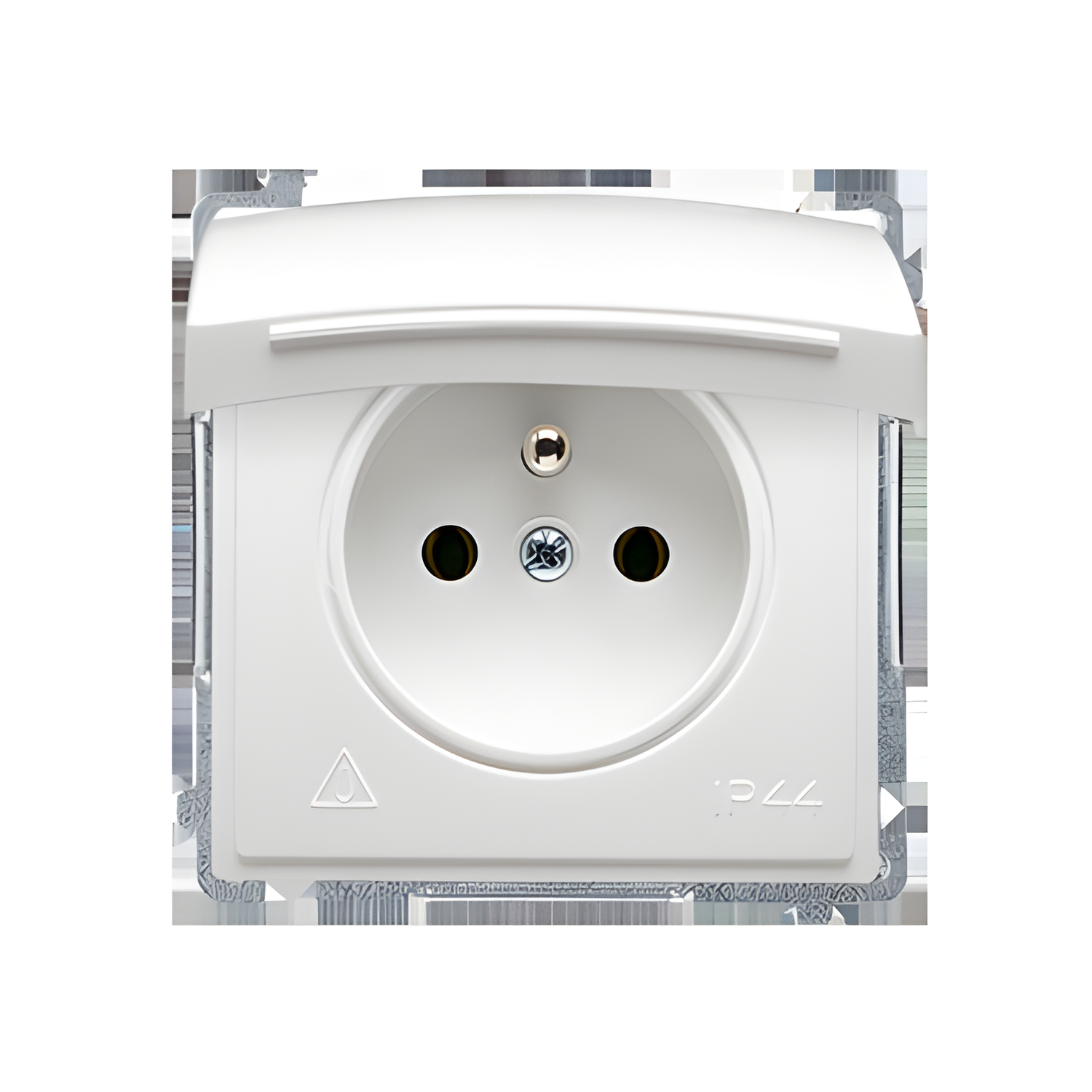 Zásuvka SIMON BASIC BMGZ1B.01/11, 1 nás., IP44, 16A/250V~, šr. sv., bílá