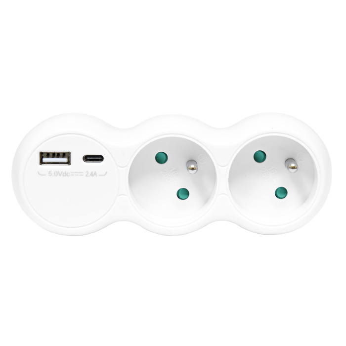 Rozbočka zásuvková ECOPLANET XQBZ IP20, 2x zásuvka, bílá