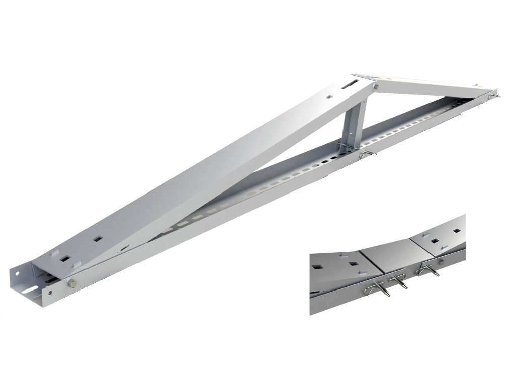 Konstrukce VÝCHOD-ZÁPAD 15° pro panel šířky 100-107 cm se spojkou bez patek/bez gum
