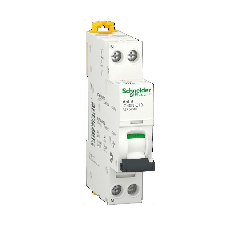 SCHN A9P54610 Jistič Acti9 iC40N 1P+N 10A C 6kA