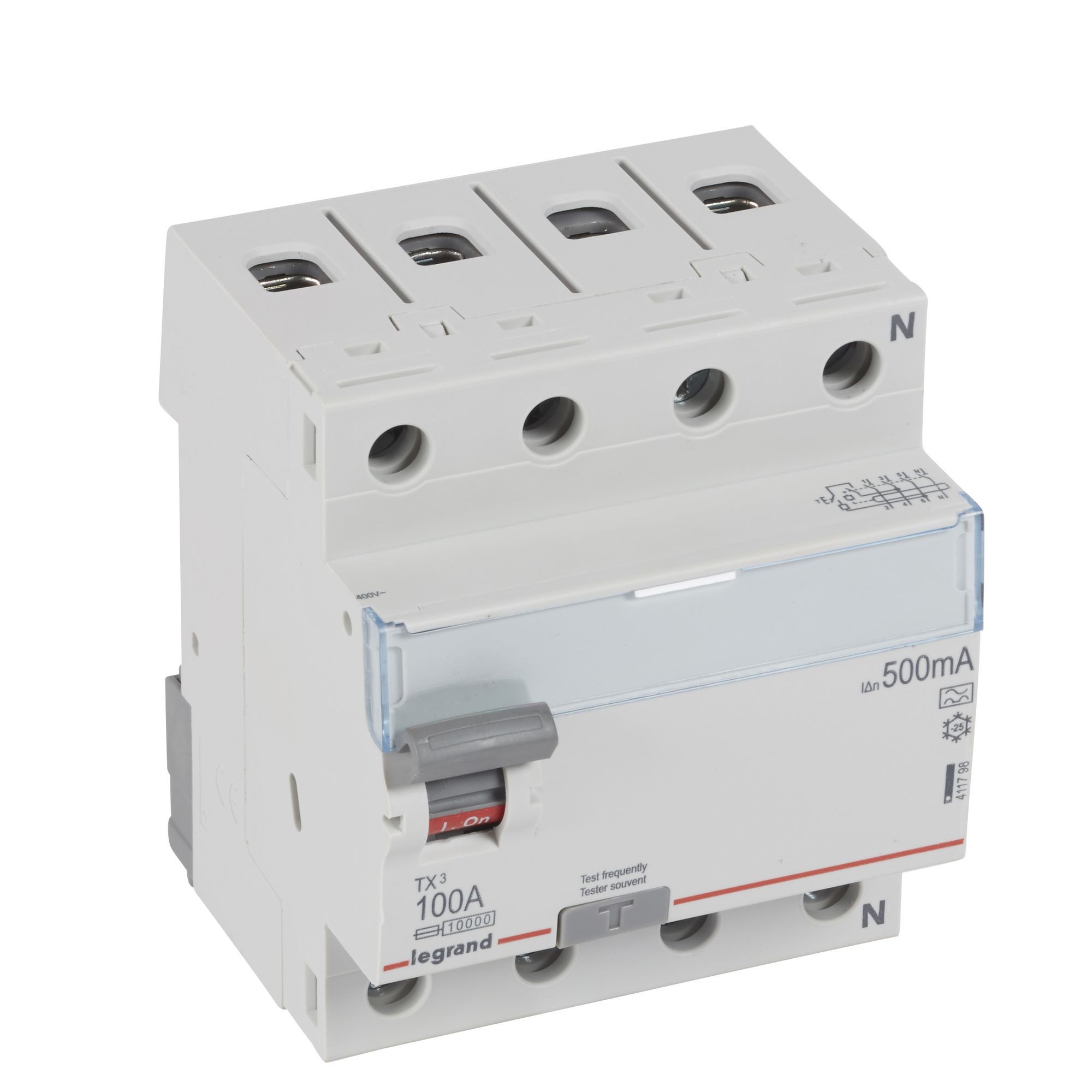 Chránič čtyřpolový LEGRAND 411798 TX3 CHRÁN. 4P 100A 500MA A