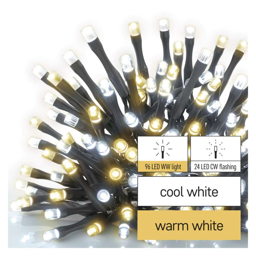 EMOS D4AN02 120LED XMAS CLS TIMER 12M WW/CW FLASH