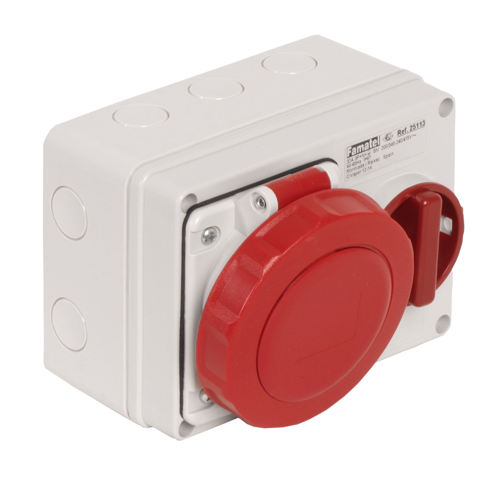FAM Zásuvka nástěnná blokovaná 25113 IP67/400V/32A/5P 6h - SpeedPRO